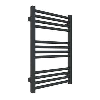 Grzejnik elektryczny TERMA FIONA 430 x 660 mm, kolor czarny głęboki RAL9005, moc 300 W, podłączenie E8, kabel prosty bez wtyczki z maskownicą złocisty