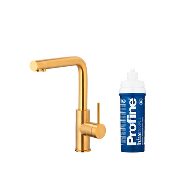 DUERO PURE BASIC BATERIA KUCHENNA Z FUNKCJĄ FILTRACJI WODY, BRUSHED GOLD + ZESTAW FILTRUJĄCY PROFINE BLUE S
