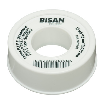 Taśma P.T.F.E. standard woda 0,075 mm/12 mm/12 mb (rolka biała)