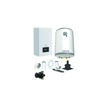 Pakiet - Kocioł gazowy jednofunkcyjny DE DIETRICH MCR4 19 kondensacyjny wiszący 2.5 - 20.7 kW + Zestaw powietrzno-spalinowy szachtowyBazowy PP/Alu fi 60/100 na fi 60 + Zasobnik c.w.uAQUAvie100 + Filtr magnetyczny XS90