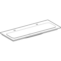 Umywalka GEBERIT iCon 2-stanowiskowa prostokątna, biała, 1200mm, otwór na baterię na środku (x2), nakładany od góry, bez odpływu przelewowego, półka od ściany