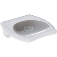 Umywalka GEBERIT Vitalis prostokątna-owalna, biała, 550mm, bez otworu na baterię, bez odpływu przelewowego, półka od ściany, odpowiednia dla osób niepełnosprawnych