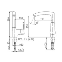 Bateria zlewozmywakowa stojąca KFA Armatura KWARC, kolor chrom, mosiądz