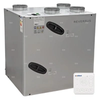 Rekuperator Reversus 600+ z panelem Wi-Fi, z entalpicznym wymiennikiem przeciwprądowym (wydatek 580 m³/h), z by-passem, z uchwytami mocującymi do ściany