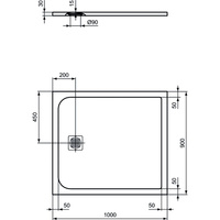 ULTRAFLAT S BRODZIK 100X90 PURE WH