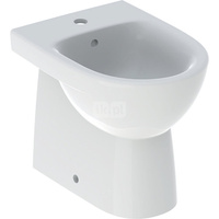 Geberit Selnova Compact Bidet stojący przylegający do ściany, B35.5cm, H40cm, T48cm, krótki, częściowo ukryte mocowania, z przelewem, z otworem na baterię