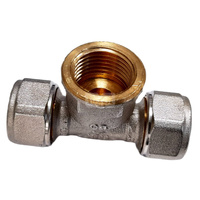 Trójnik QIK Skręcany do rur wielowarstwowych mosiądz 16 mm x 1/2'' x 16 mm (złącze skręcane x GW x złącze skręcane)