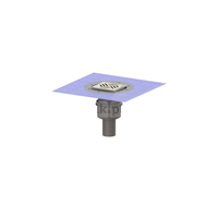 Wpust PRACTICUS DN70, odpł.pion., z nasadką Variofix i kratką/ramą nierdz. 138x138