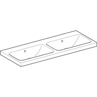 Umywalka GEBERIT iCon Light podwójna 2-stanowiskowa prostokątna, biała, 1200mm, bez otworu na baterię, z odpływem przelewowym, półka od ściany