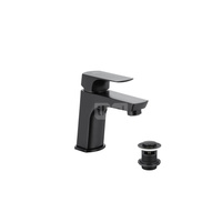 Bateria umywalkowa stojąca KFA Armatura MOKAIT click clack, czarny, montaż blat / otwór na baterię