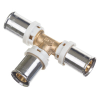 Trójnik QIK XPRT zaprasowywany redukcja mosiądz 20 mm x 26 mm x 20 mm (złącze zaprasowywane)