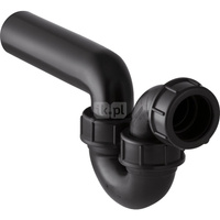 Syfon rurowy Geberit do zlewu, z nakrętką, wpust poziomy i wylot poziomy: d=50mm, d1=56mm, Czarny