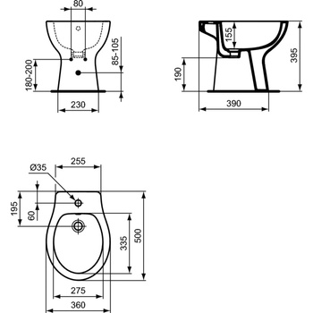 SIMPLICITY Bidet stojący 50x36