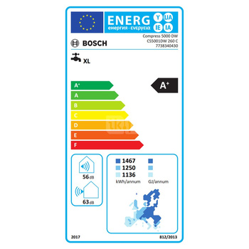 Pompa ciepła powietrze-woda do c.w.u. BOSCH TERMOTECHNIKA CS5001DW 260 C 1.63 kW 230 V