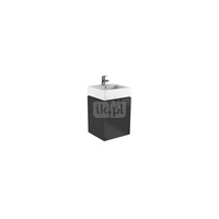 Szafka pod małą umywalkę Koło Twins, z jednymi drzwiami, B50cm, czarny, powłoka foliowa matowa