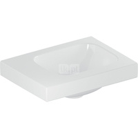 Umywalka GEBERIT iCon Light prostokątna, biała / KeraTect, 380mm, bez otworu na baterię, bez odpływu przelewowego, półki z obu stron