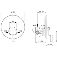 CERALINE BATERIA NATRYSKOWA PODTYNKOWA KIT1+2 SBLK