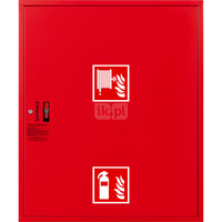 Hydrant DN 25 FIT zawieszany z miejscem na gaśnice pod zwijadłem, wąż 20 m, zamek patent, RAL 3000