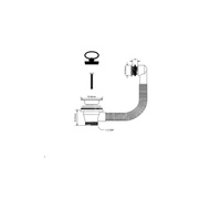 Spust zlewozmywakowy 11/2"x40mm z sitem ze stali nierdzewnej i korkiem gumowym z uchwytem, przelew okrągły