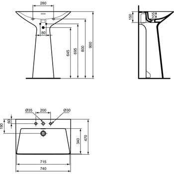 TIPO-Z Umywalka stojąca SILK White 3TH