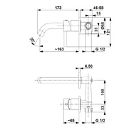 Bateria umywalkowa ścienna KFA Armatura MOZA, złoty, montaż podtynkowa