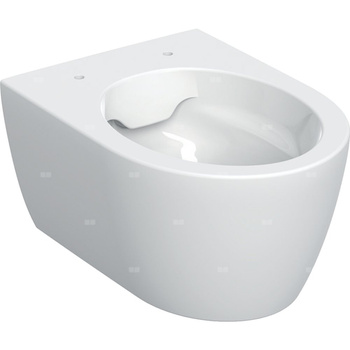Wisząca miska WC Geberit iCon, lejowa, krótka, ukryte mocowania, Rimfree: T=49cm, Biały