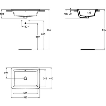 STRADA UMYWALKA WPUSZCZANA W BLAT 60CM