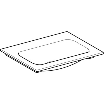 Umywalka GEBERIT iCon prostokątna, biała, 600mm, bez otworu na baterię, nakładany od góry, bez odpływu przelewowego, półka od ściany