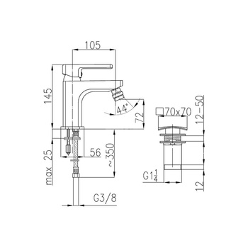 Bateria bidetowa KFA Armatura KORUND, chrom