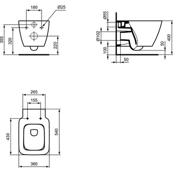 Miska WC wisząca IDEAL STANDARD STRADA II porcelana szklista biała