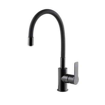 Bateria RUMBA black, kuchenna stojąca z elastyczną wylewką, czarny