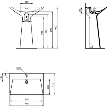 TIPO-Z Umywalka stojąca GLOSS White 1TH