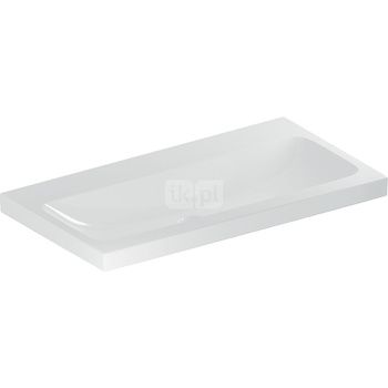 Umywalka GEBERIT iCon Light prostokątna, biała / KeraTect, 900mm, bez otworu na baterię, bez odpływu przelewowego, półka od ściany
