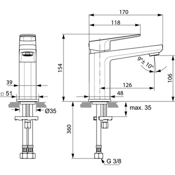 TONIC II Bateria umywalkowa bez korka