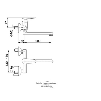 Bateria zlewozmywakowa ścienna KFA Armatura LEONIT, kolor chrom, mosiądz