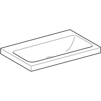 Umywalka GEBERIT iCon Light prostokątna, biała, 750mm, bez otworu na baterię, stawiana na blat, bez odpływu przelewowego, półka od ściany