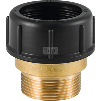 Łącznik GEBERIT HDPE, mosiądz, 1 1/2'' x 50 mm x DN 50 (GZ gazowy stożkowy x nakrętka) z uszczelką
