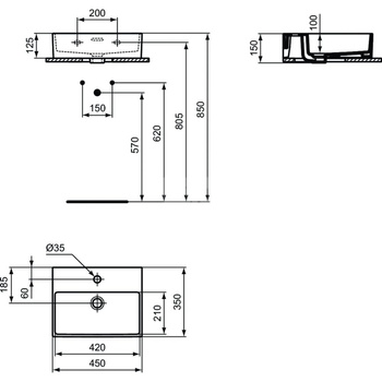 EXTRA UMYWALKA 45X35 OF 1TH WHT
