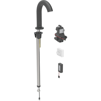 Bateria umywalkowa Geberit Piave, stojąca, zasilanie bateryjne, do podtynkowej skrzynki funkcyjnej, bez mieszacza, czarny mat