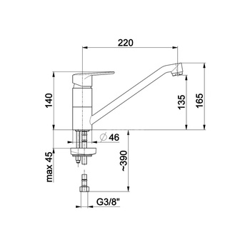 Bateria zlewozmywakowa stojąca KFA Armatura GERMAN, obrot. wylewka, kolor chrom, mosiądz